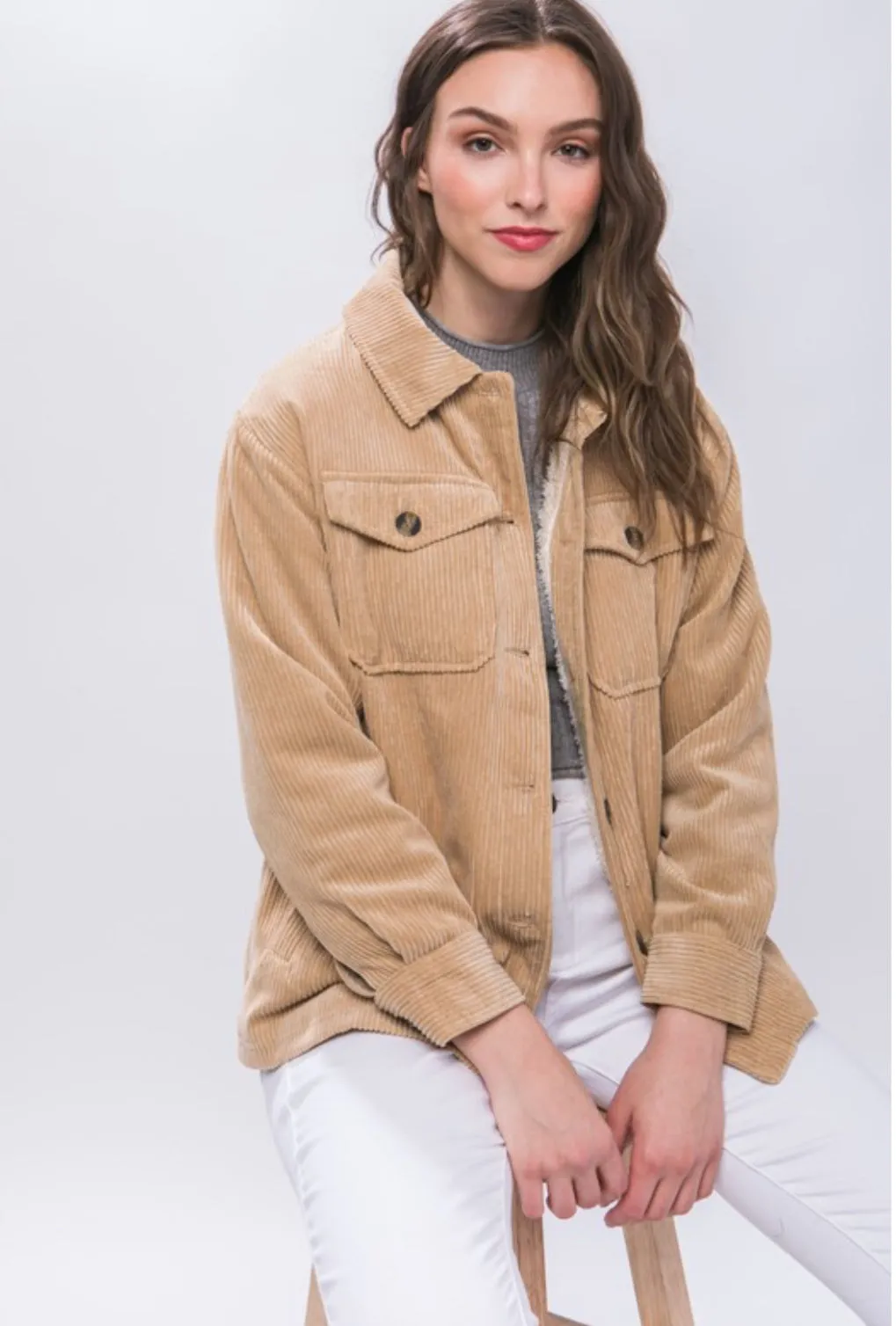 Teegan Corduroy Jacket: Khaki