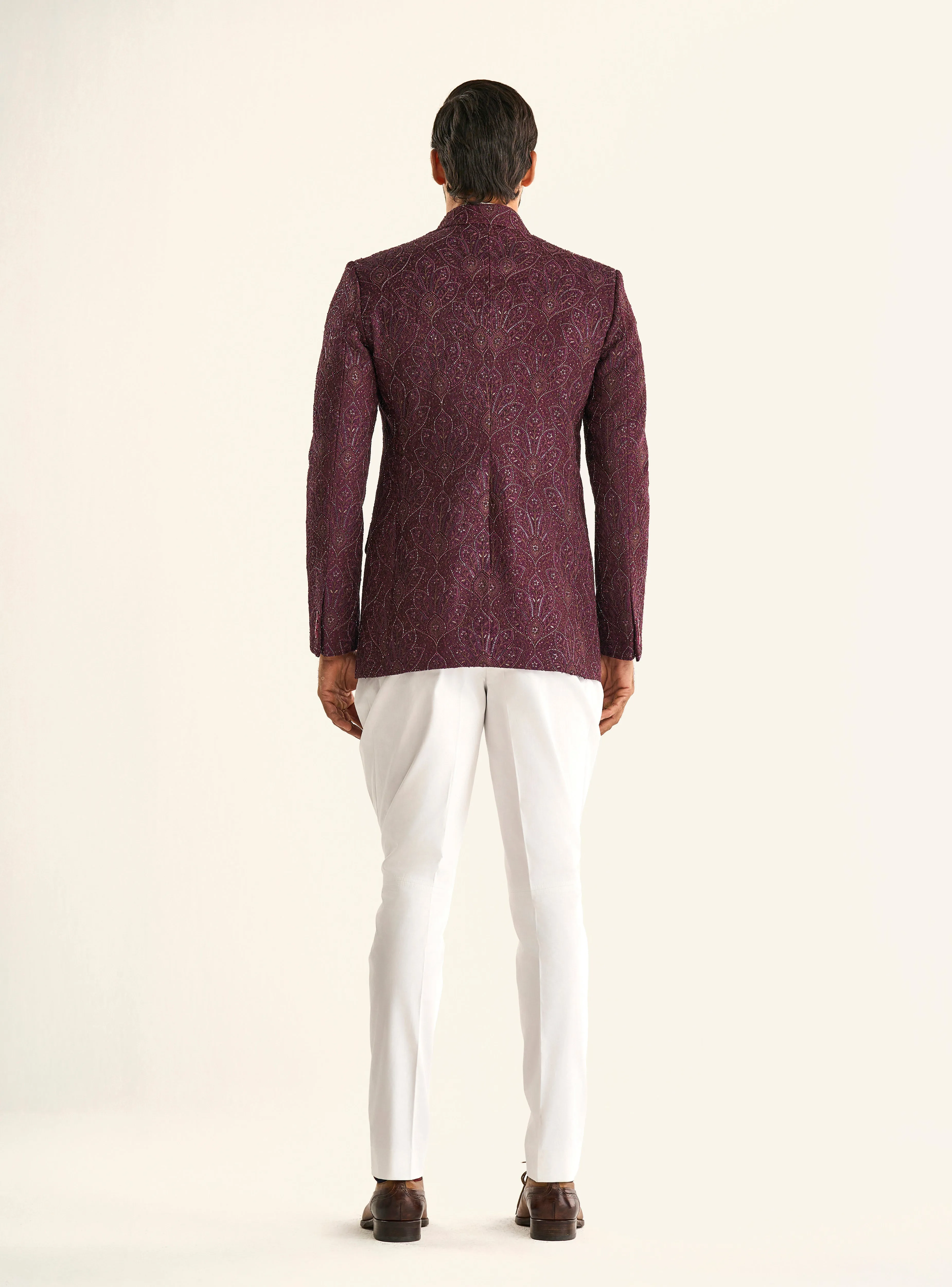 THE BORDEAUX JACQUARD BANDHGALA JACKET