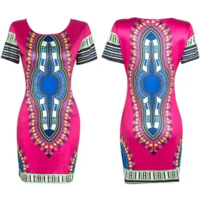 Traditional Dashiki Bodycon Sexy Short Sleeve Dress