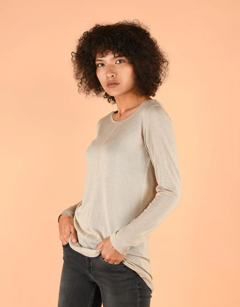 Ultrafine Fitted Sweater in Beige