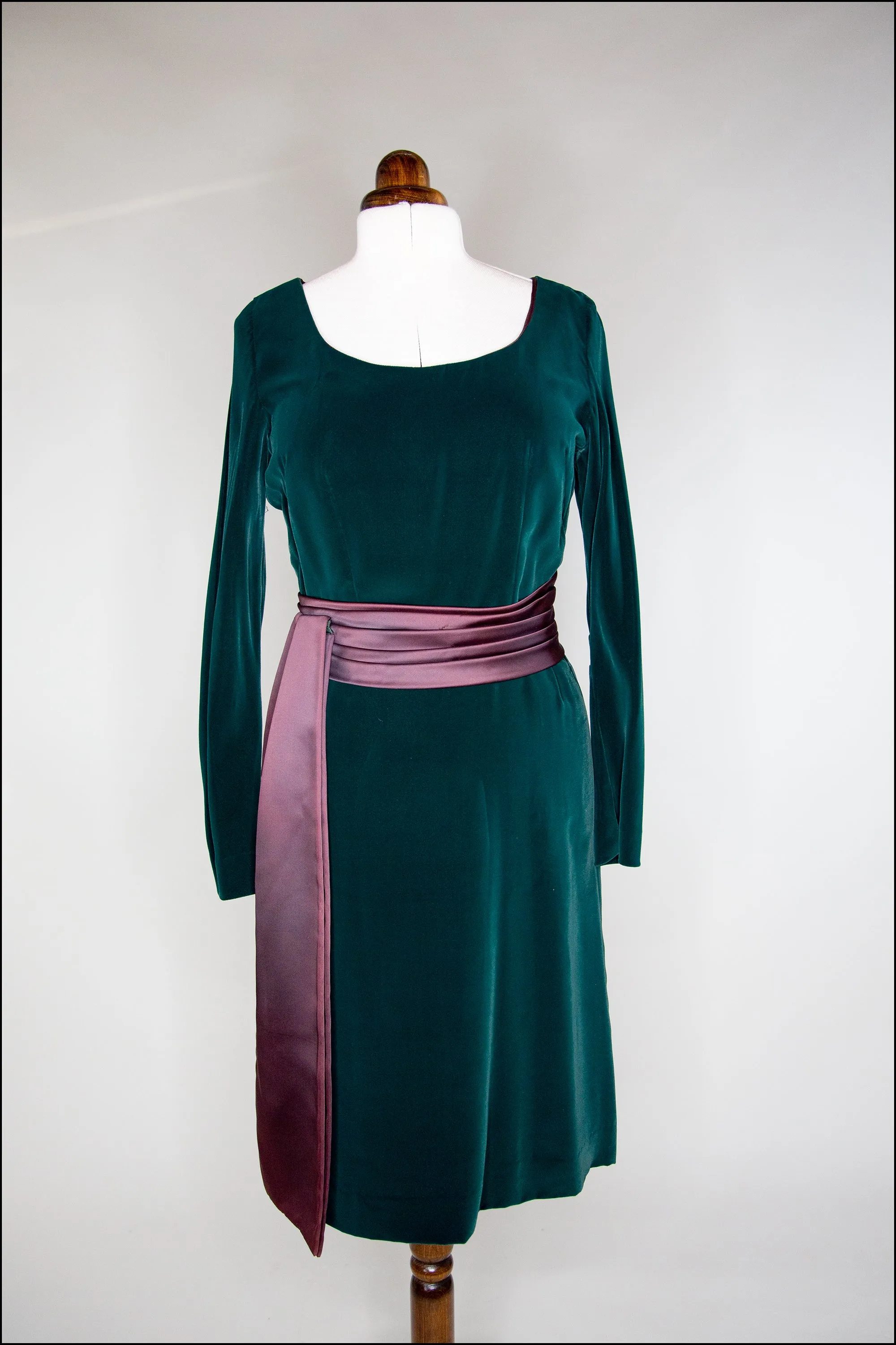 Vintage 1950s Green Velvet Wiggle Dress