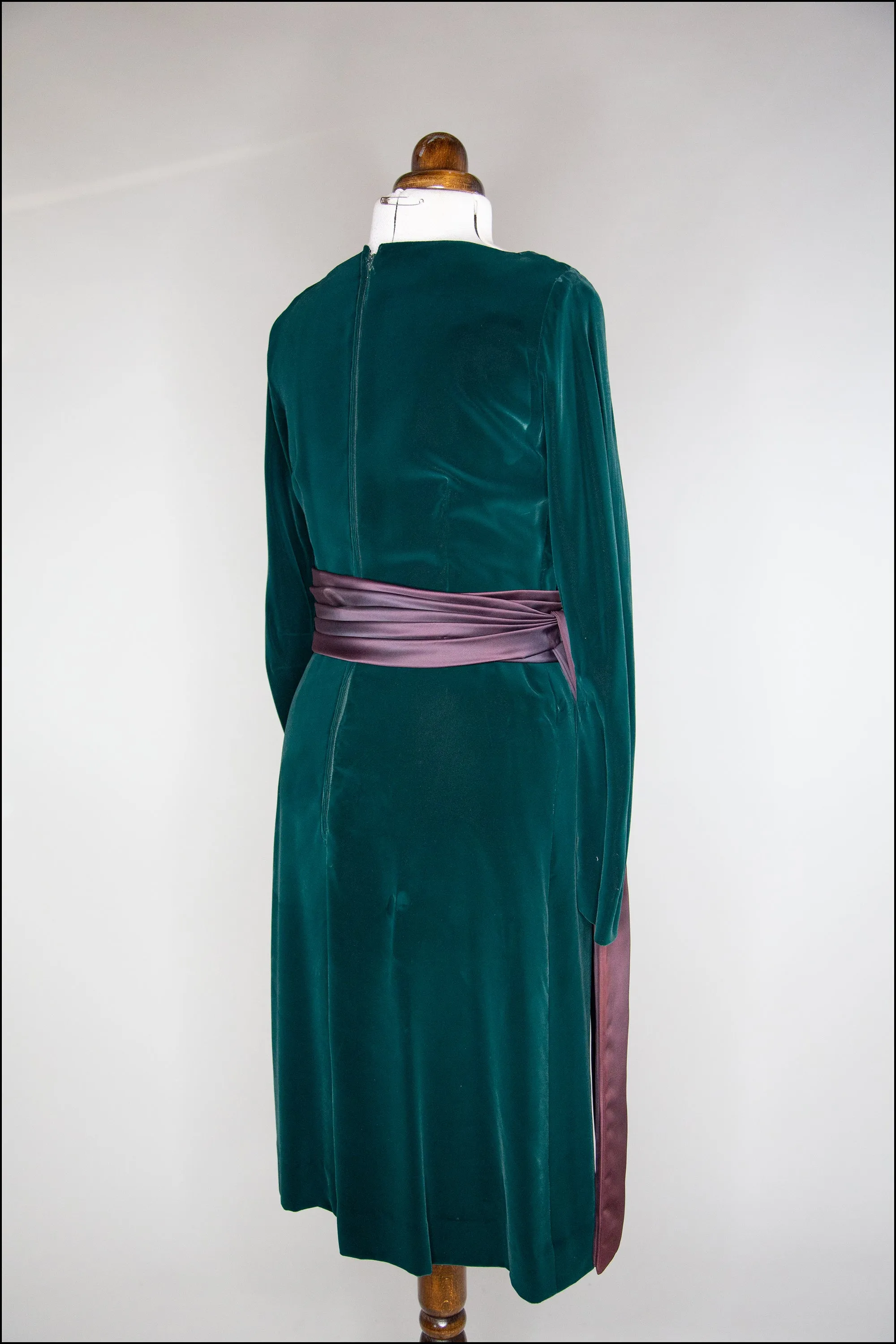 Vintage 1950s Green Velvet Wiggle Dress