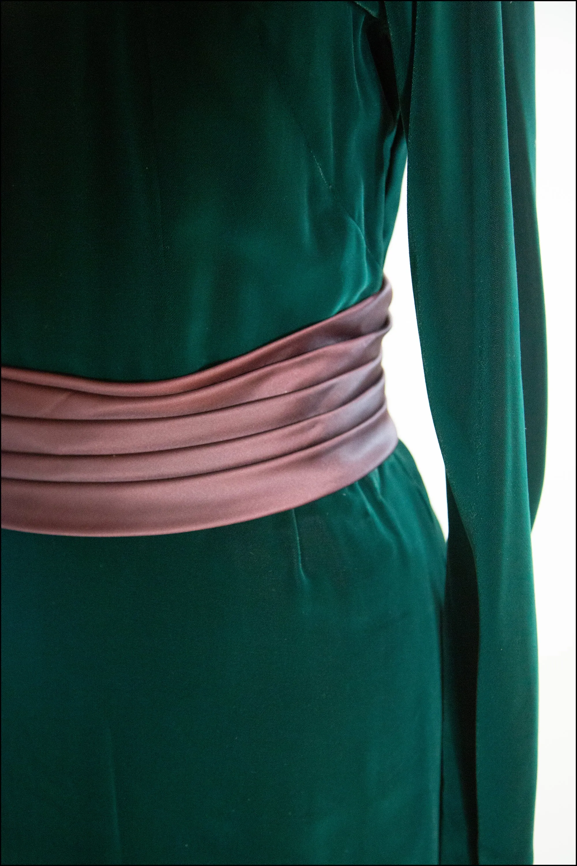 Vintage 1950s Green Velvet Wiggle Dress