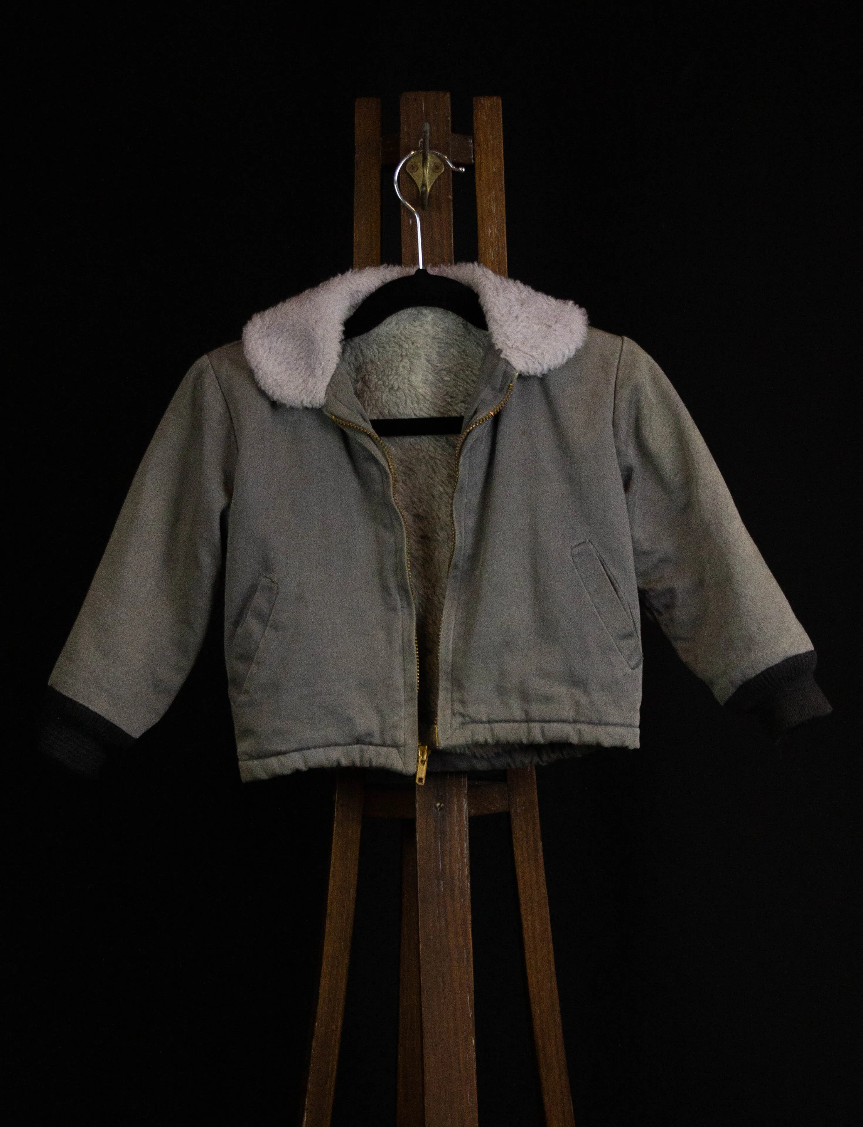 Vintage Kids Faux Fur Bomber Jacket