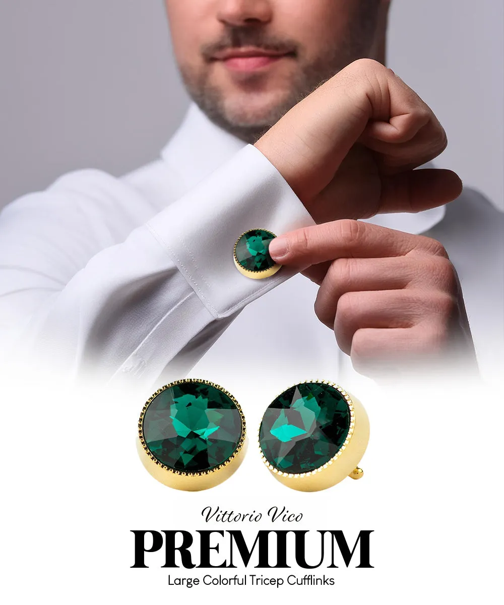 Vittorio Vico Large Colorful Tricep Colorstone Cufflinks: CL16XX Series