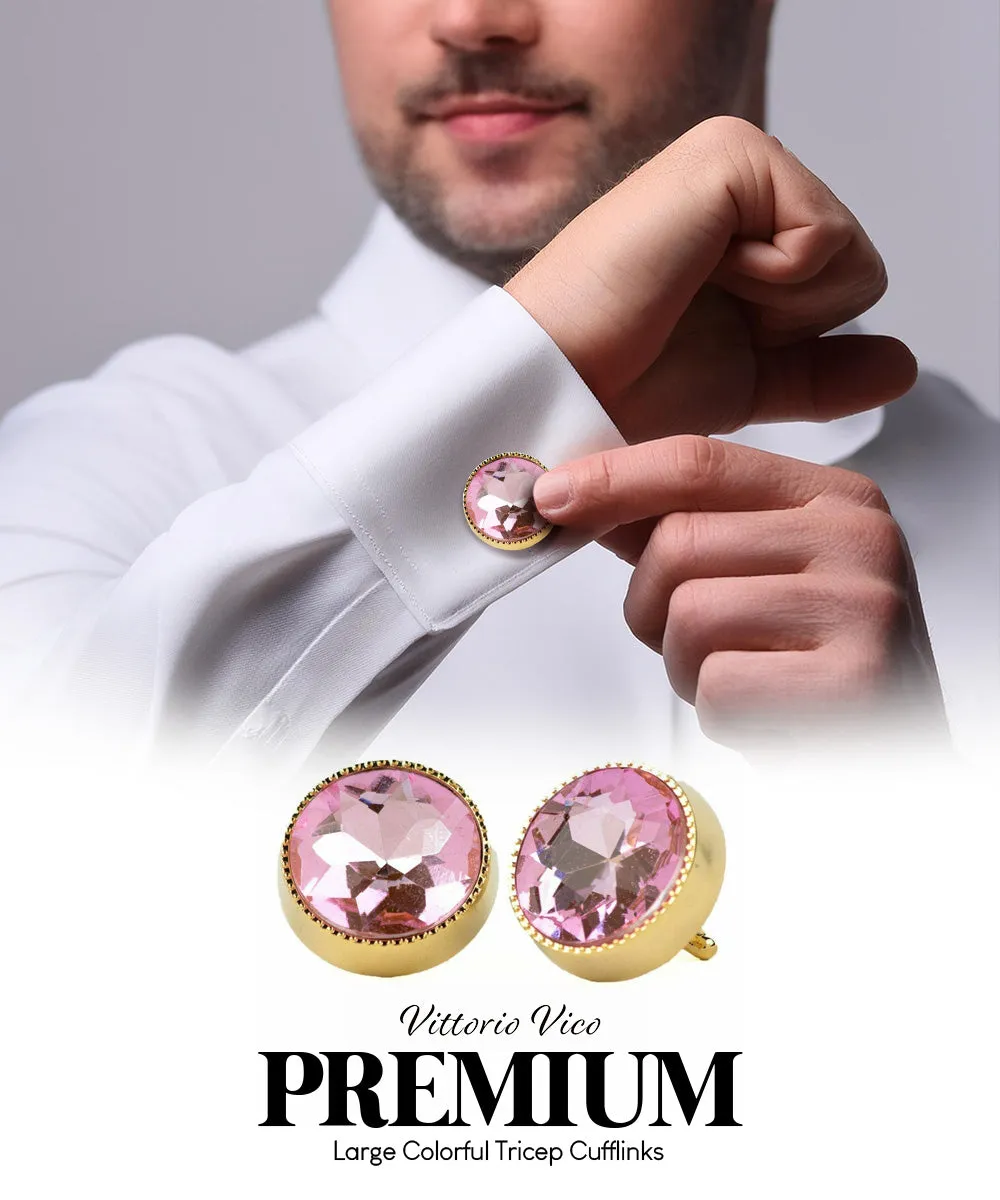 Vittorio Vico Large Colorful Tricep Colorstone Cufflinks: CL16XX Series