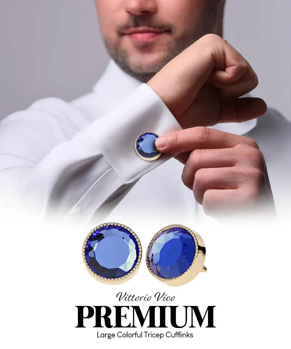 Vittorio Vico Large Colorful Tricep Colorstone Cufflinks: CL16XX Series