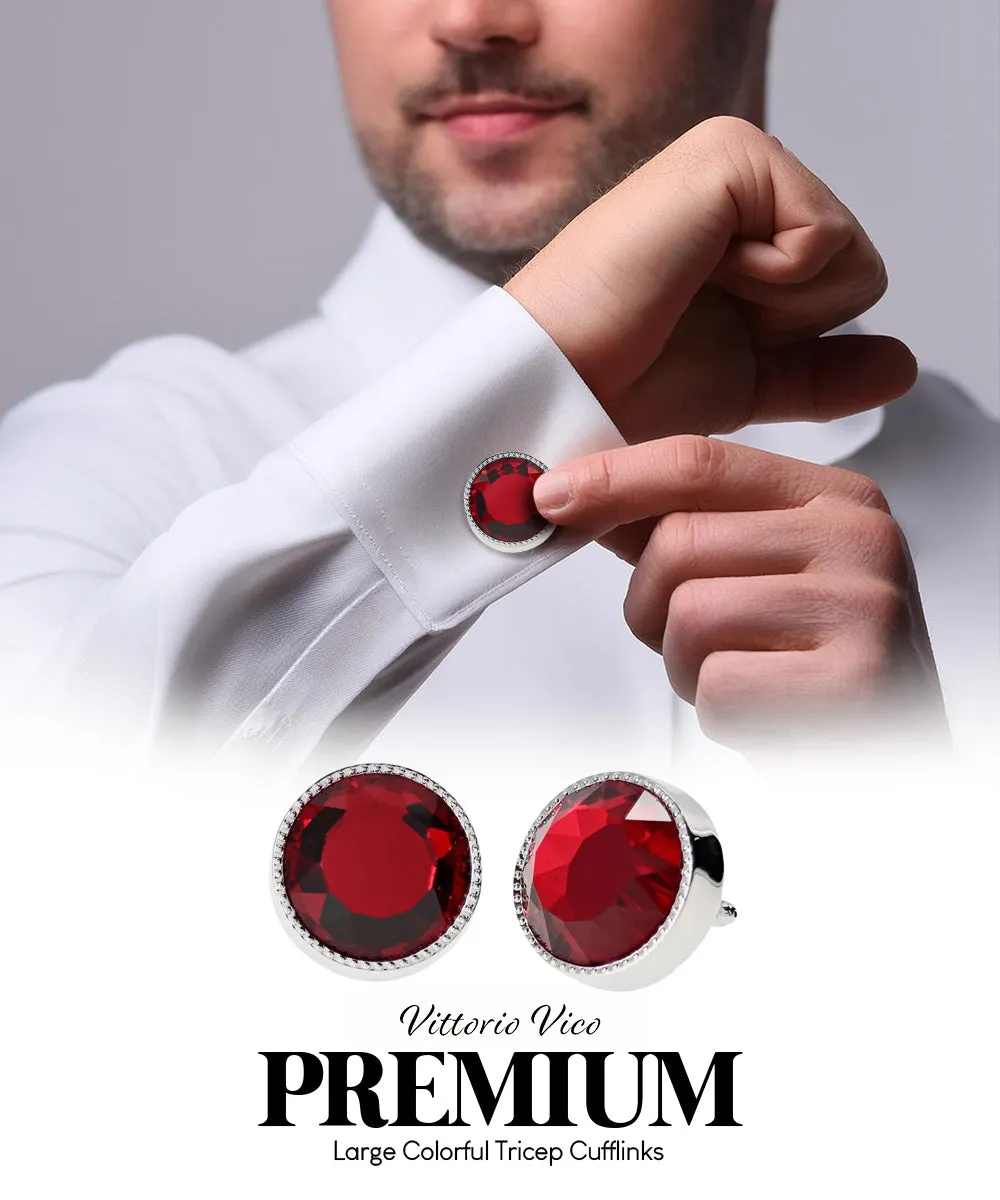 Vittorio Vico Large Colorful Tricep Colorstone Cufflinks: CL16XX Series