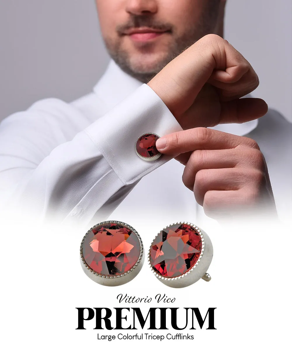 Vittorio Vico Large Colorful Tricep Colorstone Cufflinks: CL16XX Series