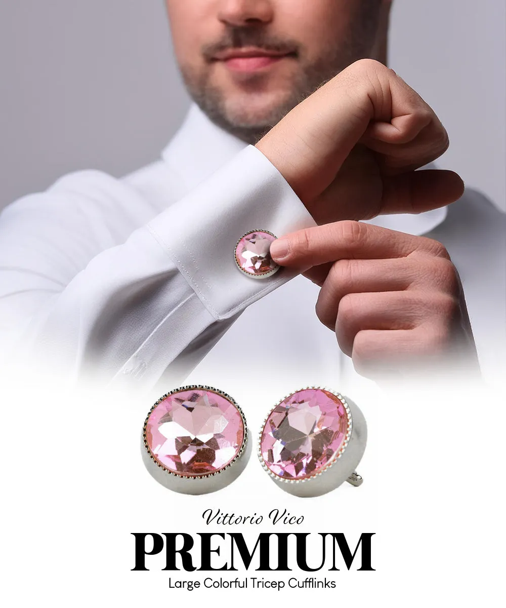 Vittorio Vico Large Colorful Tricep Colorstone Cufflinks: CL16XX Series