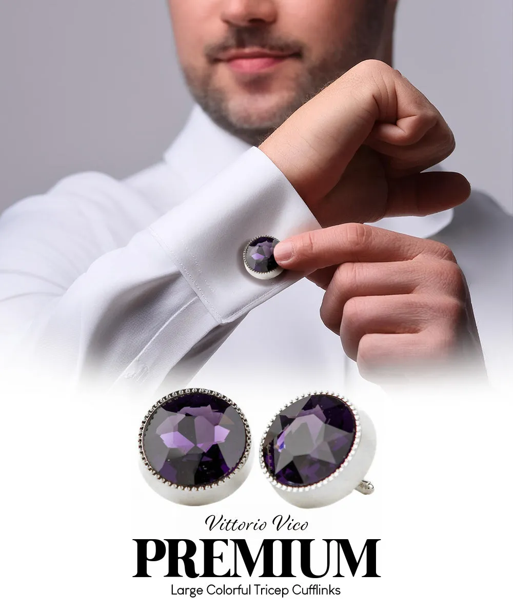 Vittorio Vico Large Colorful Tricep Colorstone Cufflinks: CL16XX Series