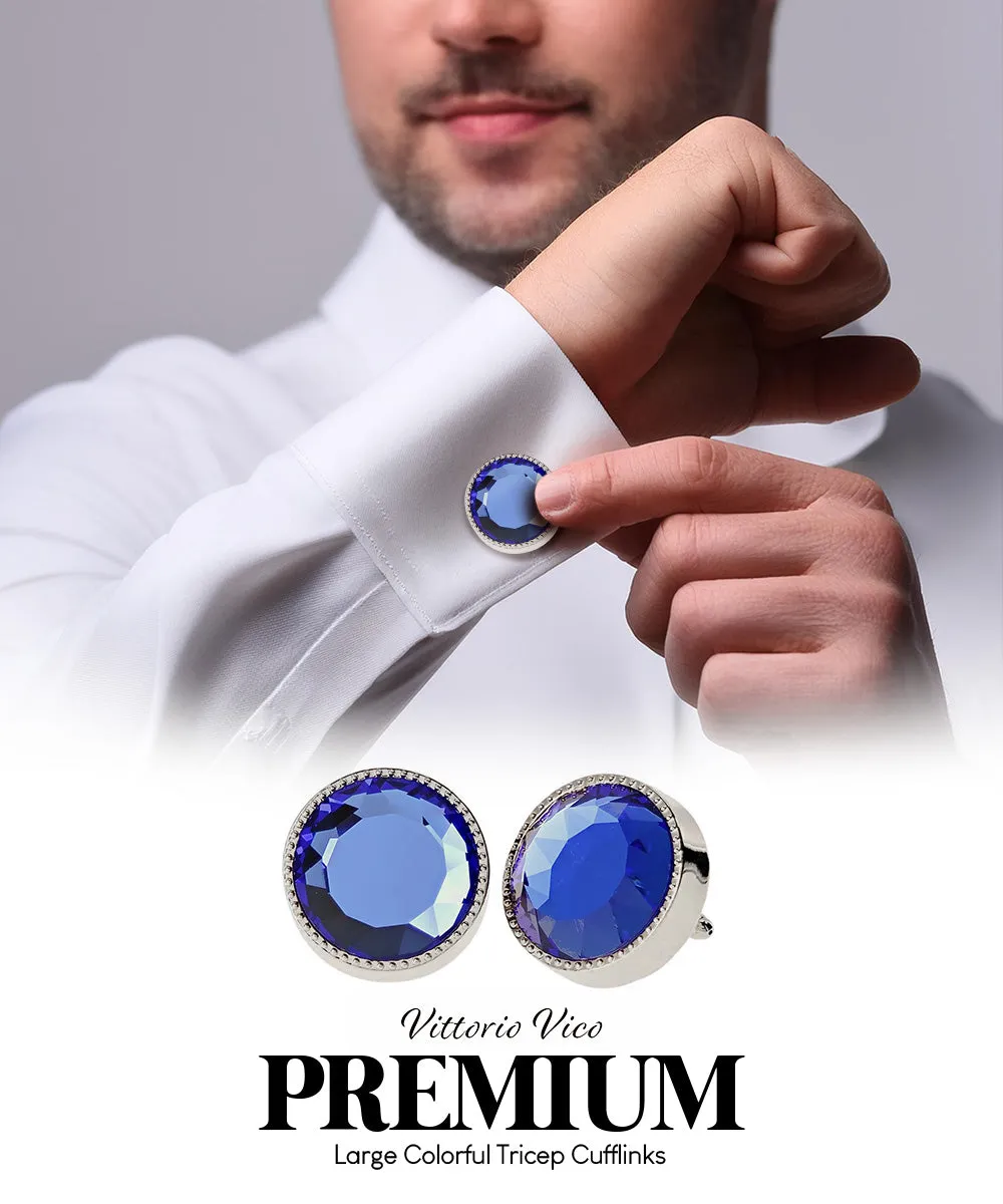 Vittorio Vico Large Colorful Tricep Colorstone Cufflinks: CL16XX Series