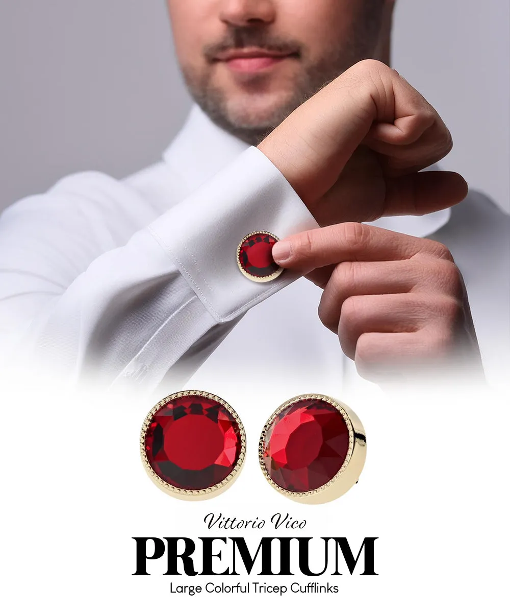 Vittorio Vico Large Colorful Tricep Colorstone Cufflinks: CL16XX Series