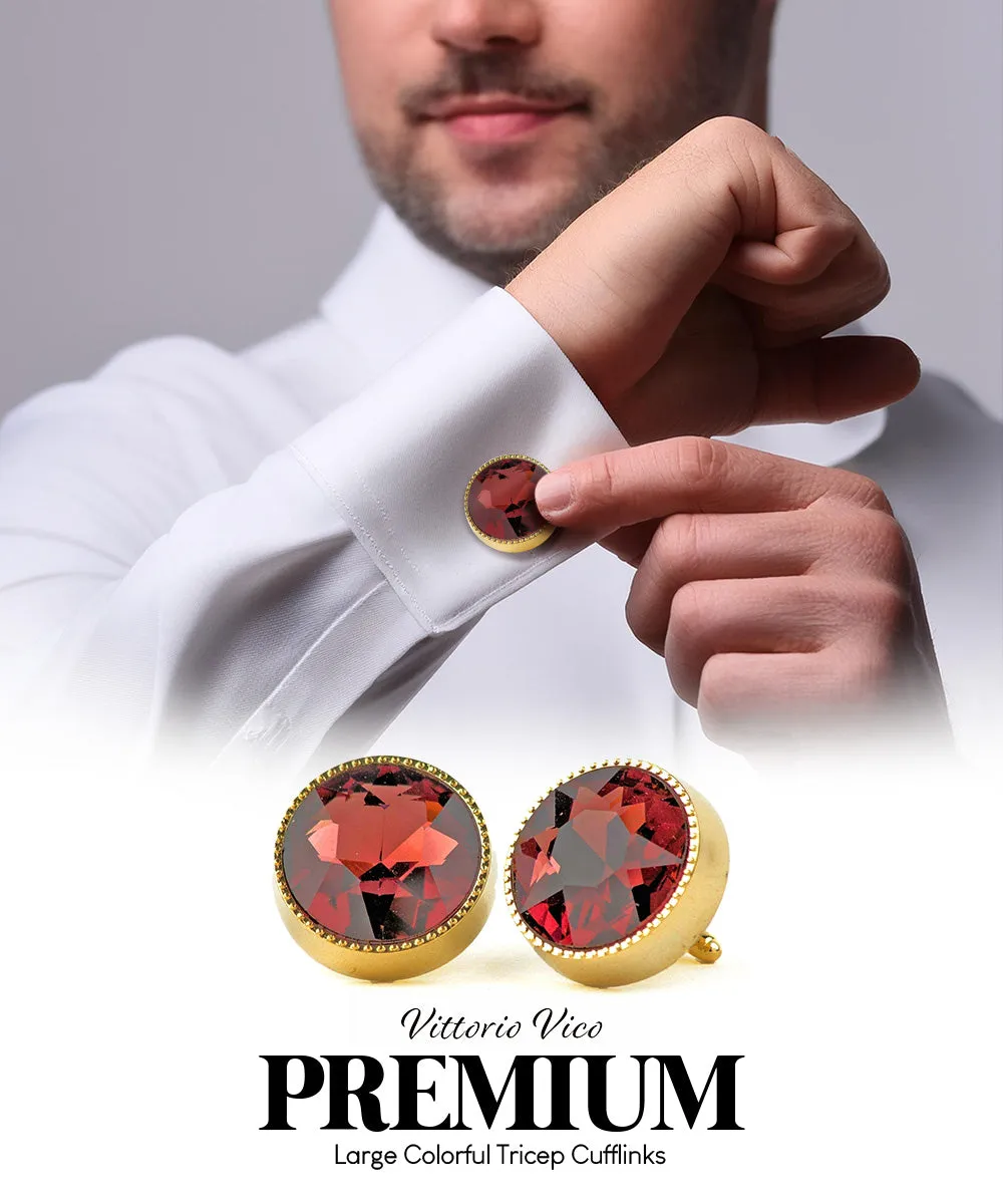 Vittorio Vico Large Colorful Tricep Colorstone Cufflinks: CL16XX Series