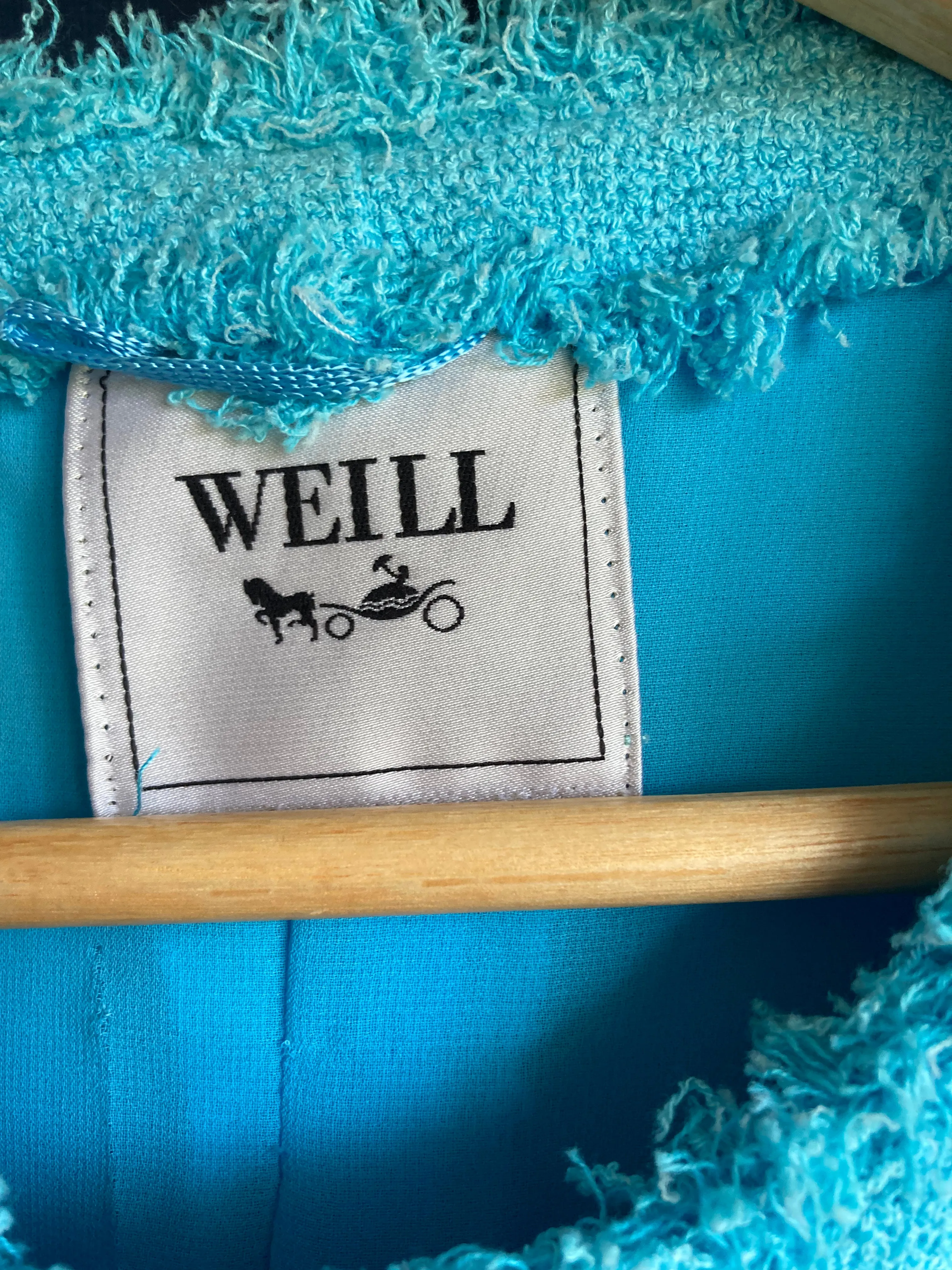 Weill Turquoise Long Sleeved Coat UK Size 20