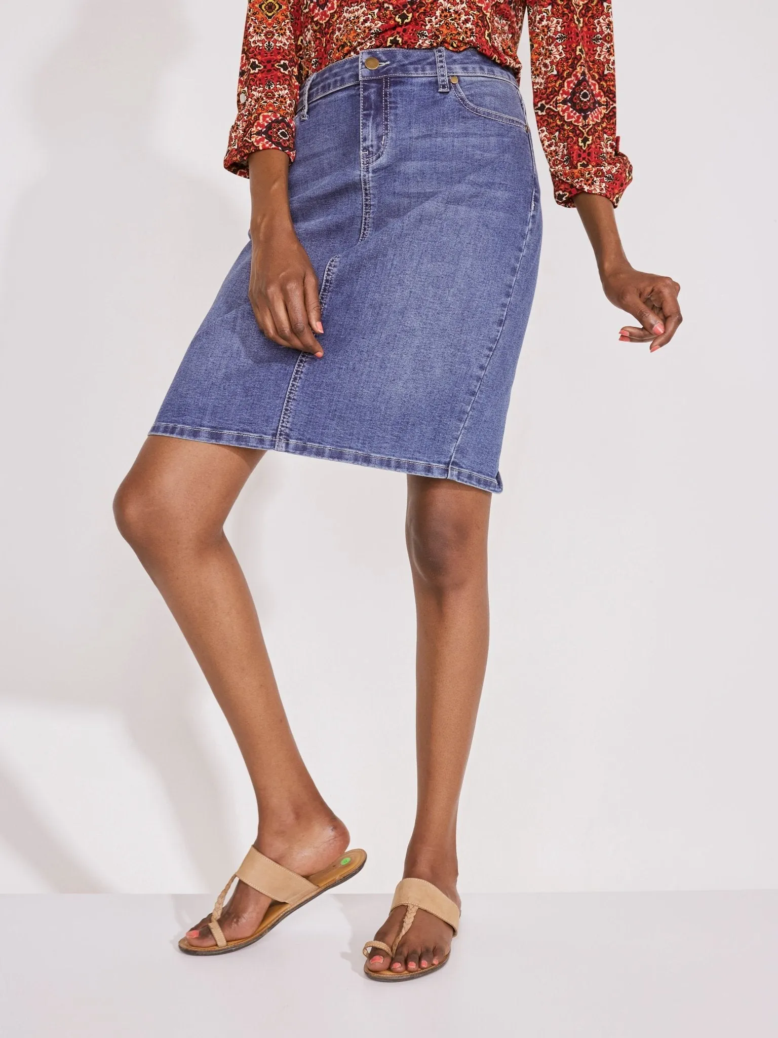 Westport Signature Denim Skirt with Back Slit