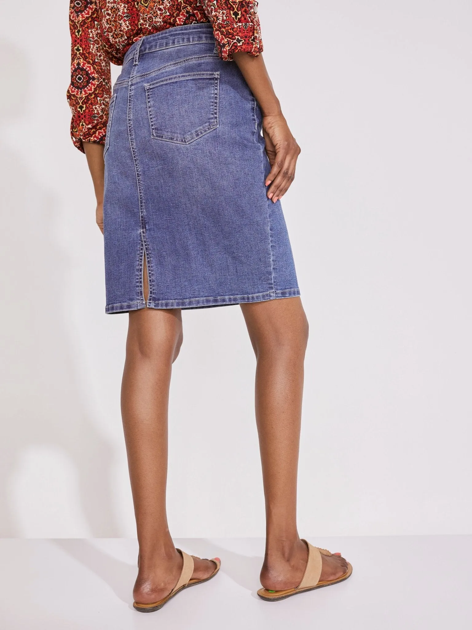 Westport Signature Denim Skirt with Back Slit