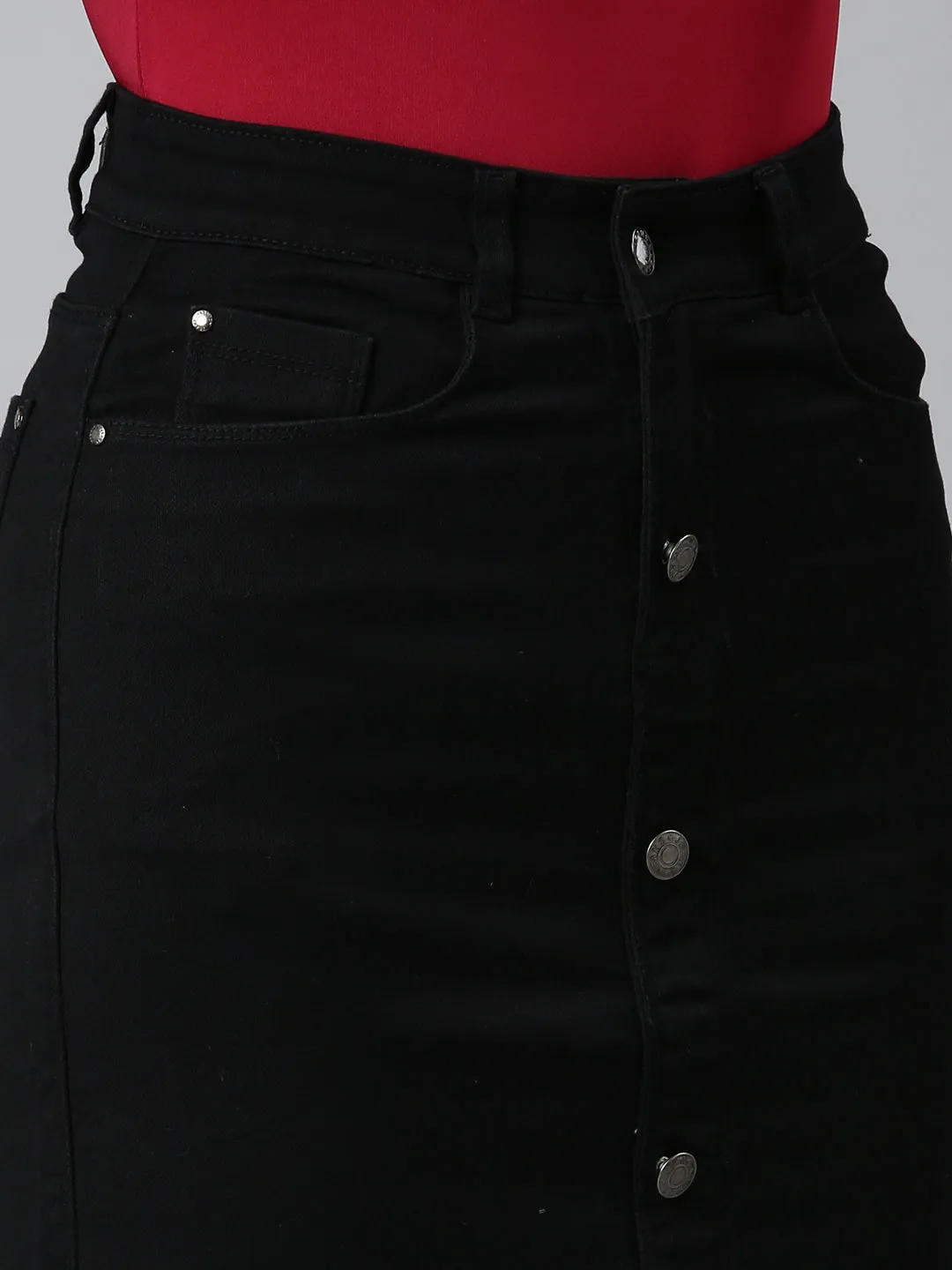 Women Black Solid Pencil Skirt