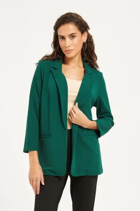 Women Bottle Green Welt Pocket Blazer