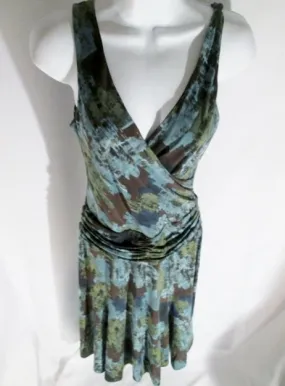 Womens BCBGMAXAZRIA BODYCON Ethnic Clingy DRESS S Gray Blue Black Green