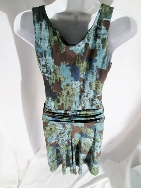 Womens BCBGMAXAZRIA BODYCON Ethnic Clingy DRESS S Gray Blue Black Green