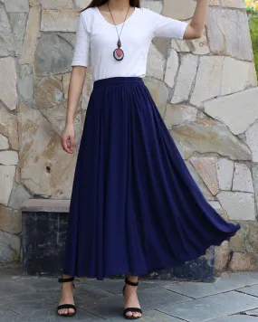 Women's long skirt, maxi skirt, elastic waist skirt, chiffon skirt, A-line skirt, customized summer skirt(Q2021)