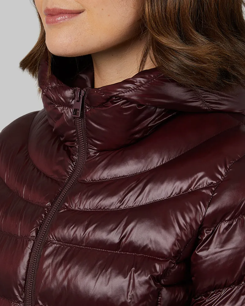 WOMEN'S SHINY POLY-FILL HOODED JACKET