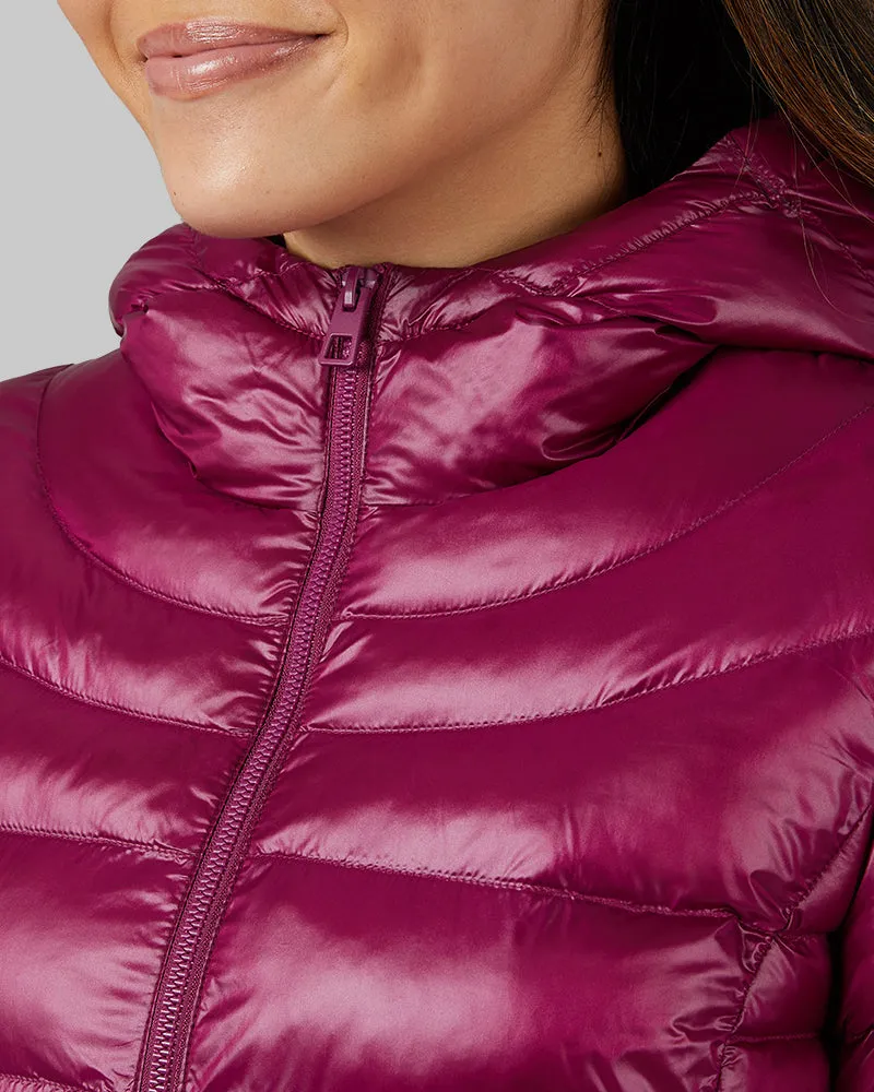 WOMEN'S SHINY POLY-FILL HOODED JACKET