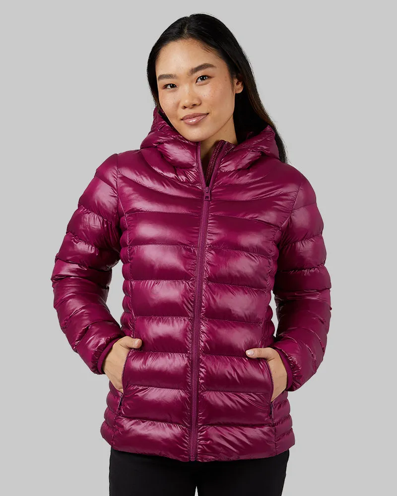 WOMEN'S SHINY POLY-FILL HOODED JACKET