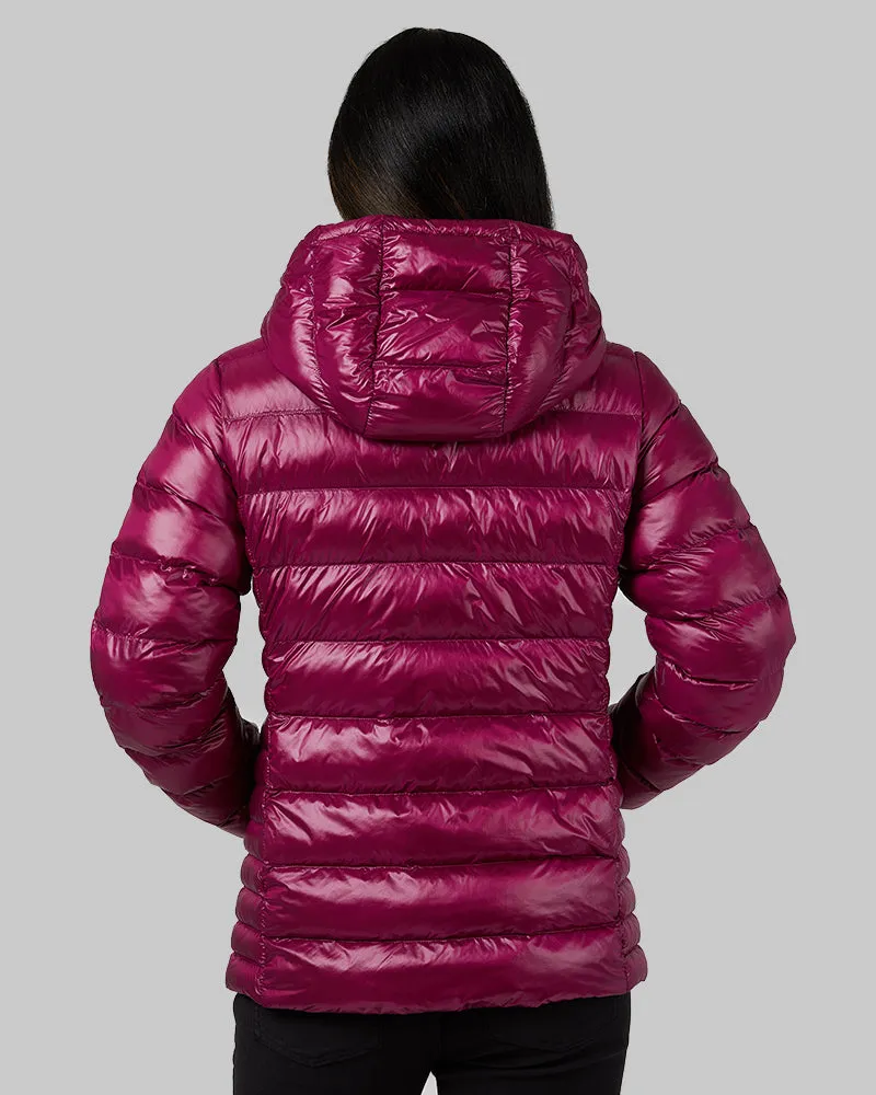 WOMEN'S SHINY POLY-FILL HOODED JACKET