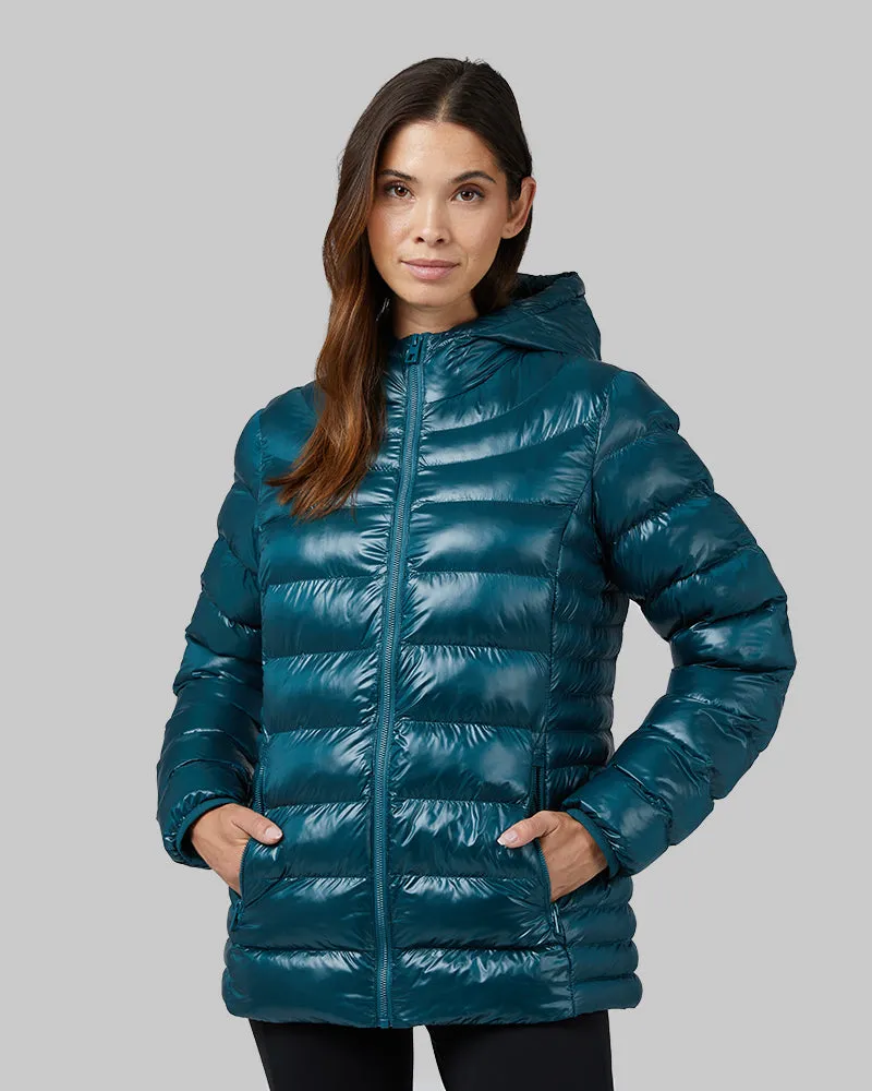 WOMEN'S SHINY POLY-FILL HOODED JACKET