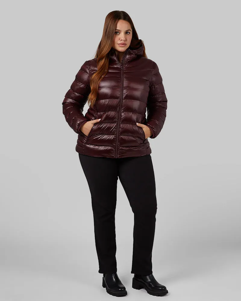 WOMEN'S SHINY POLY-FILL HOODED JACKET