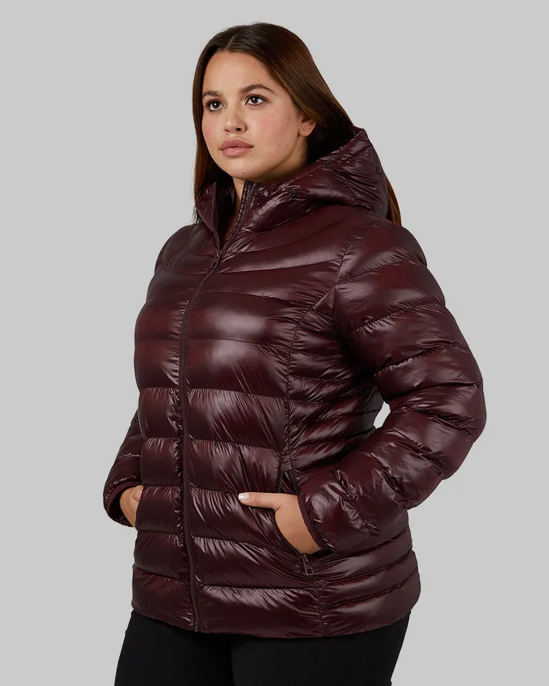 WOMEN'S SHINY POLY-FILL HOODED JACKET