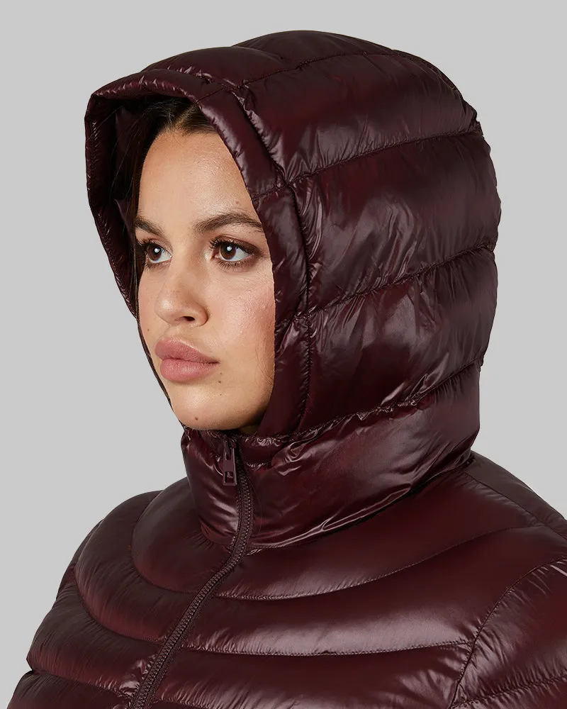 WOMEN'S SHINY POLY-FILL HOODED JACKET