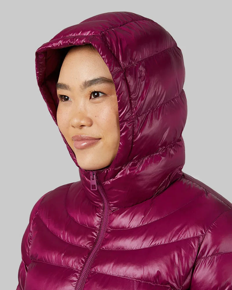 WOMEN'S SHINY POLY-FILL HOODED JACKET