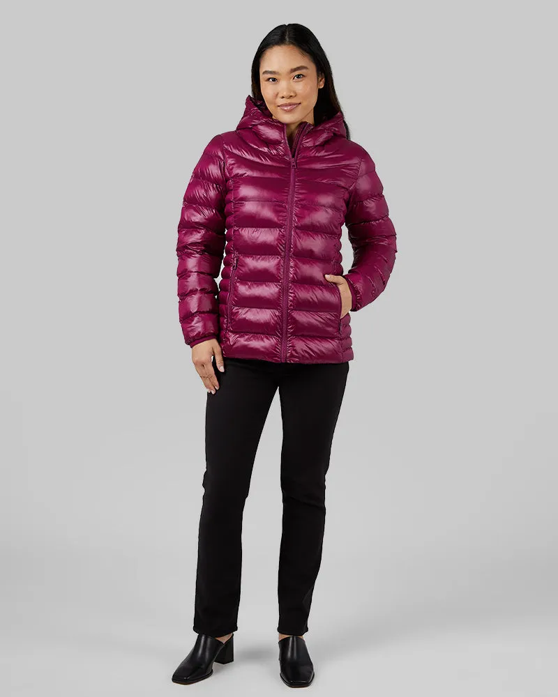 WOMEN'S SHINY POLY-FILL HOODED JACKET