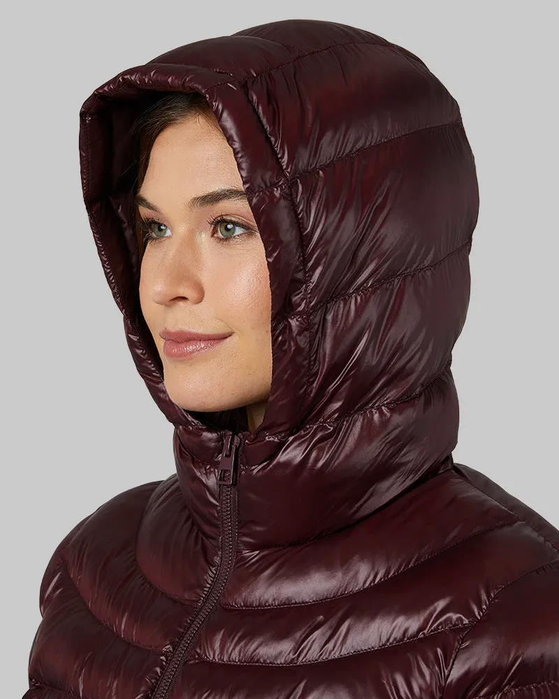 WOMEN'S SHINY POLY-FILL HOODED JACKET