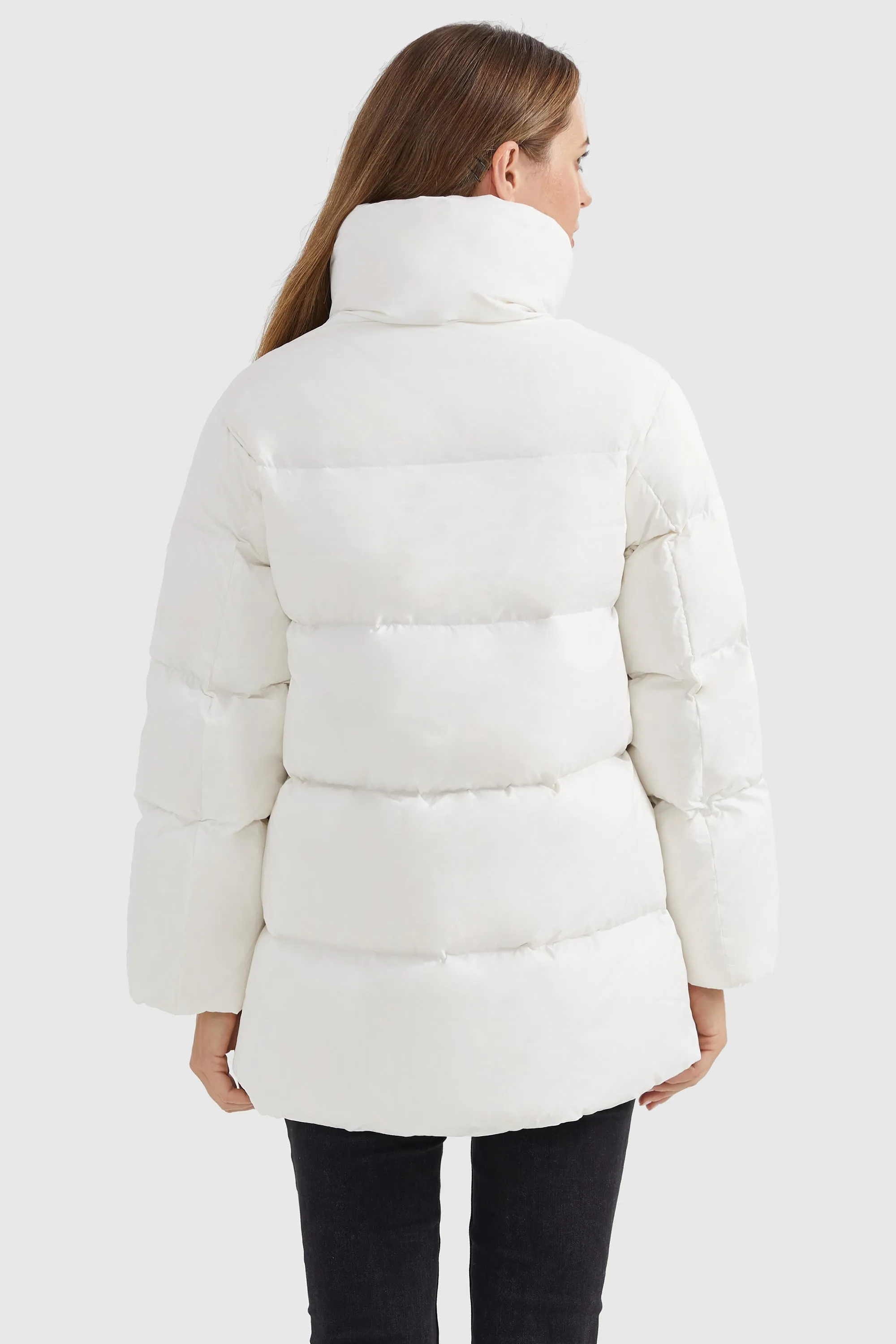 Zipper Front Puffer Down Coat