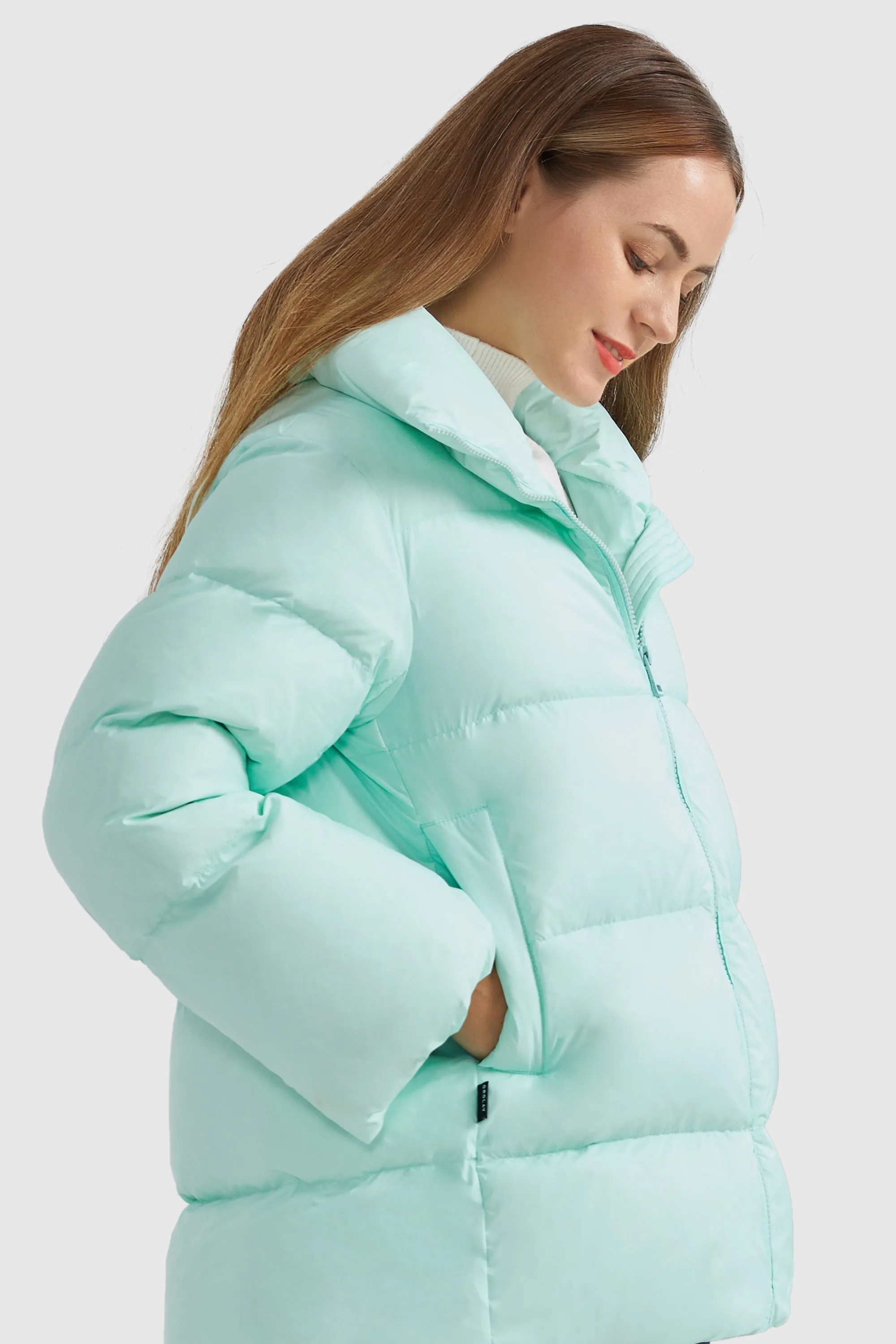 Zipper Front Puffer Down Coat